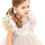 Baby girl dress with tulle skirt and ruffle sleeves; perfect for baby girl clothes & christmas gift ideas