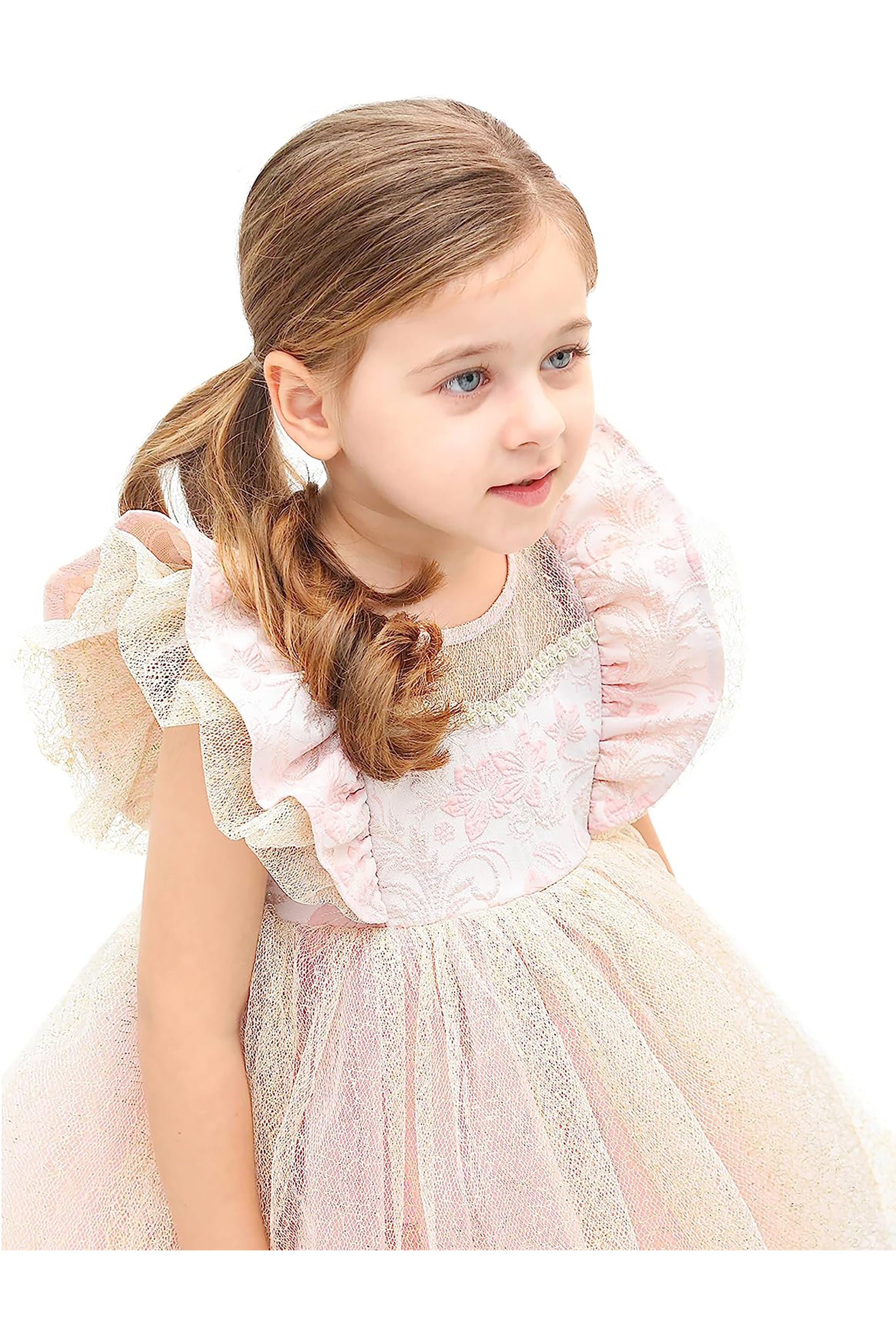 Baby girl dress with tulle skirt and ruffle sleeves; perfect for baby girl clothes & christmas gift ideas