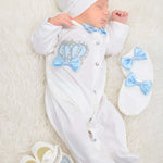 Baby Boy 4 Piece Layette Gift Set with Crown Jewels 0-3 Months lilax