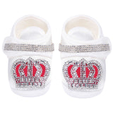 Jeweled crown newborn layette with footie, hat, mittens with bows; perfect christmas pajamas and christmas gift ideas