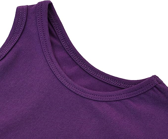 Girls' Soft Solid Cotton Blend Racerback Tank Top / 11-12 Years LILAX