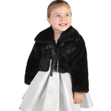 Puffy cozy girls’ bolero jacket with oversized collar and tied bow; perfect girls christmas dress and Christmas gift ideas