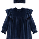 Baby velvet dress with ruffle shouders; perfect for baby girl clothes and Christmas gift ideas  