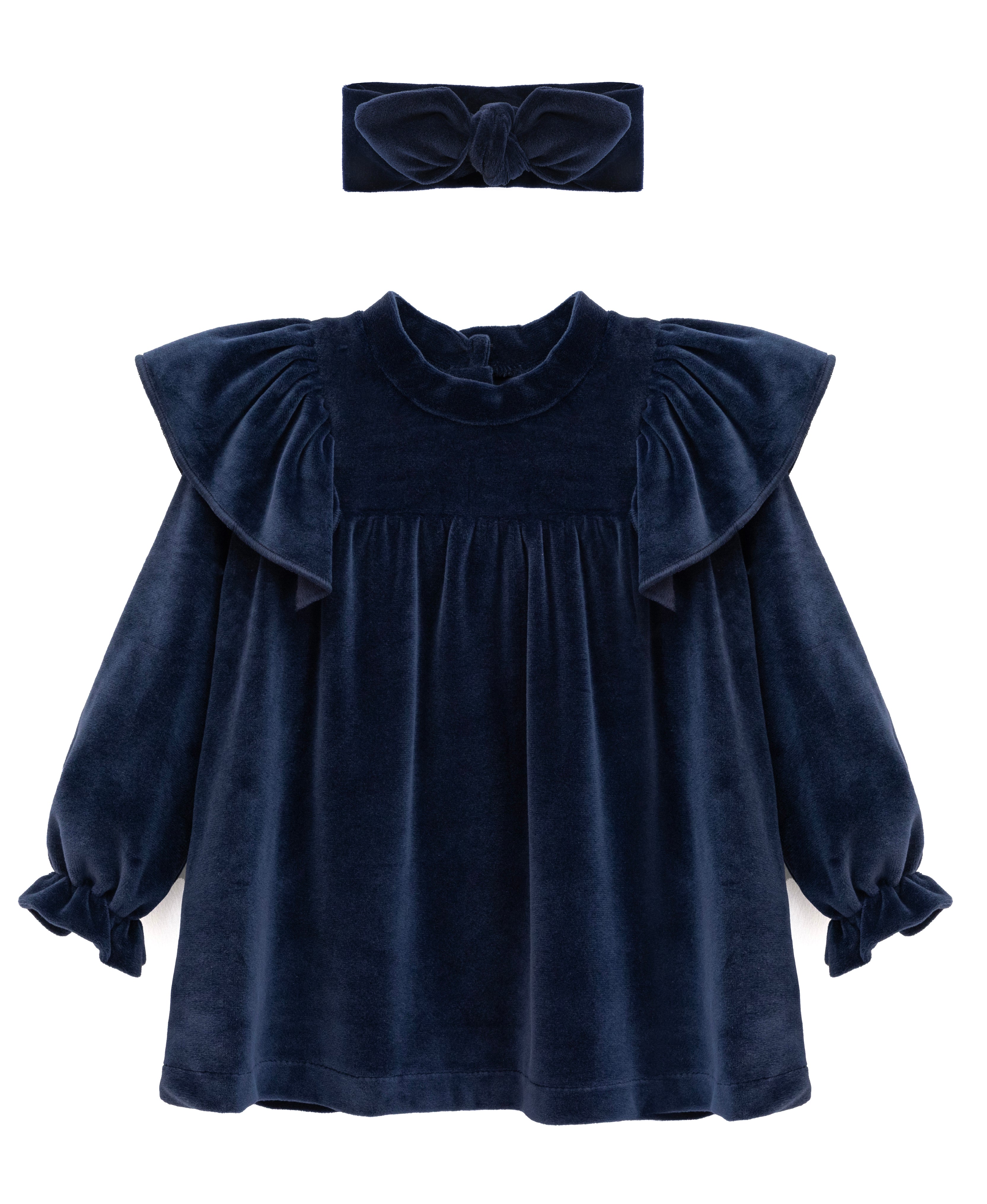 Baby velvet dress with ruffle shouders; perfect for baby girl clothes and Christmas gift ideas  