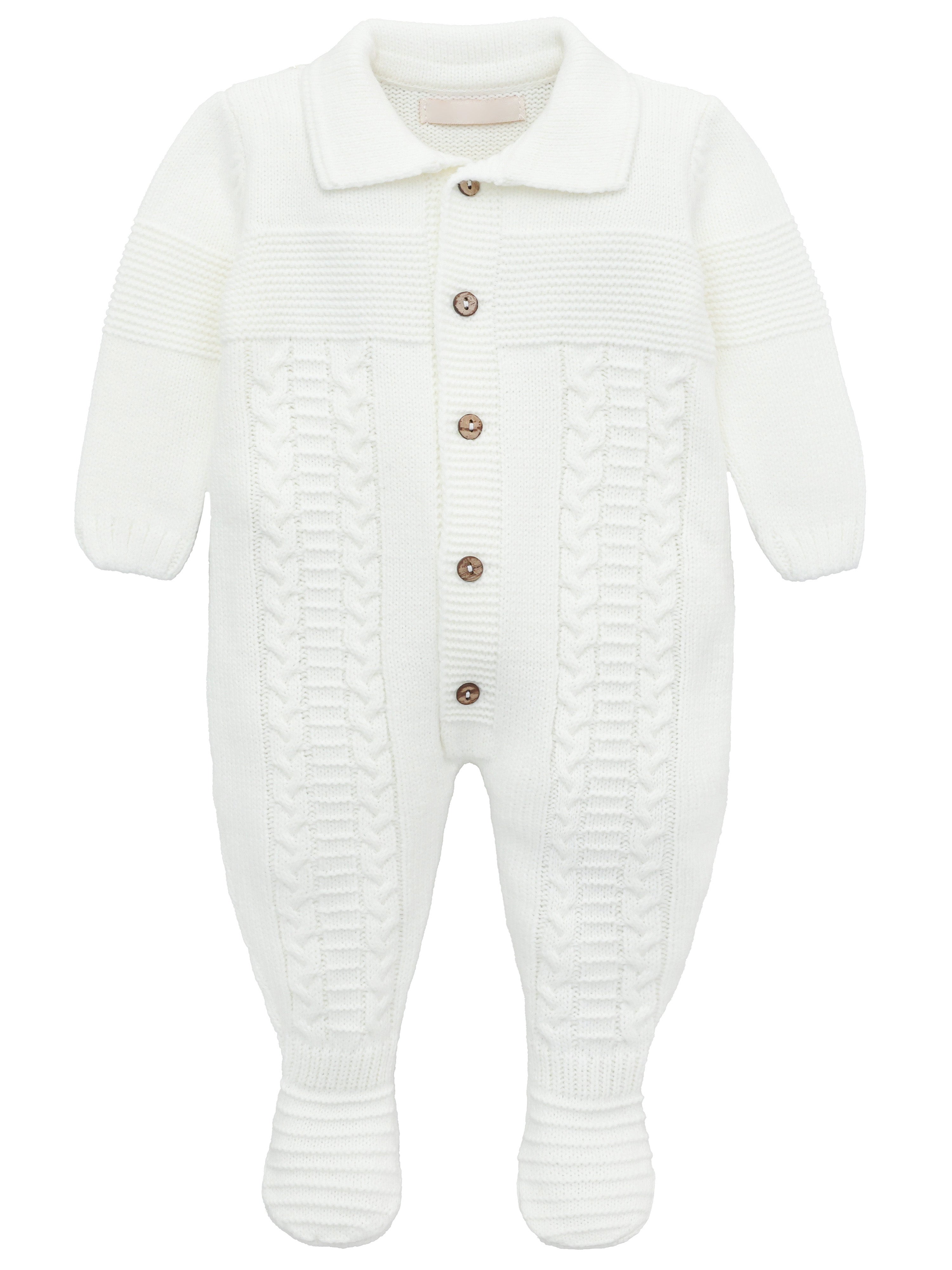 A knit footed jumpsuit or onesie with geometric patterns; cozy baby girl clothes, perfect for baby registry and Christmas gift ideas 