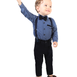 Boys Patterned Shirt & Suspender Pants Set