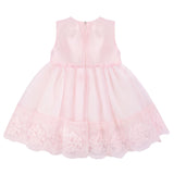 Newborn baby girl dress with lace flower details and  matching headband & shoes; for christening, baptism & Christmas gift ideas 