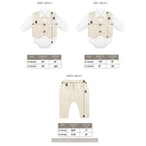 Baby Boy's Gentelman Outfit - Bodysuit Shirt, Vest, Comfy Pants 3-Piece Suit Set