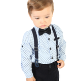 Boys Patterned Shirt & Suspender Pants Set