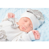 Newborn 3-Piece Cotton Jeweled Crown Layette Set