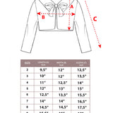 Puffy cozy girls’ bolero jacket with oversized collar and tied bow; perfect girls christmas dress and Christmas gift ideas