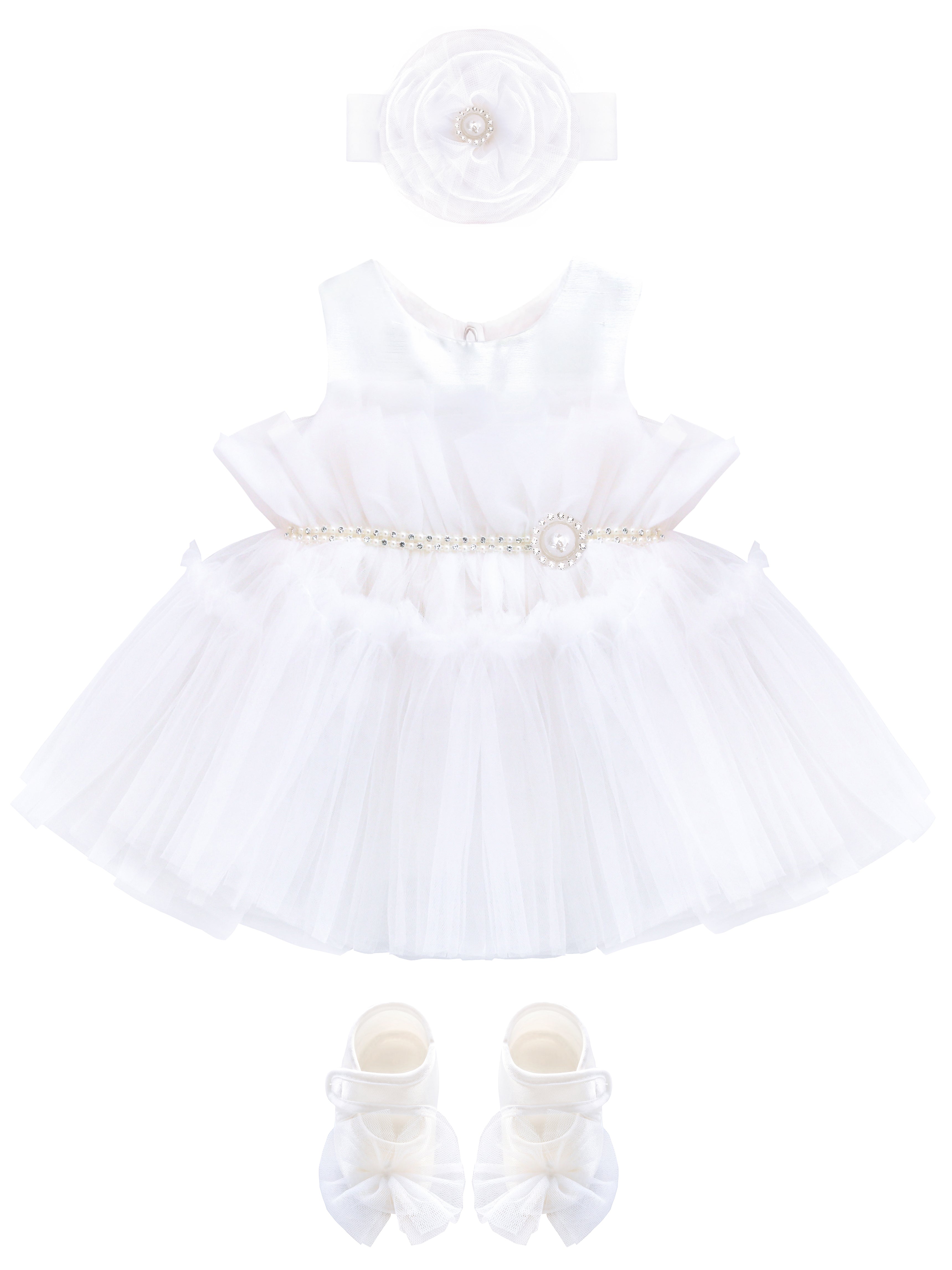 Enchanting Tulle Princess Tutu Bridal Ensemble with Coordinating Shoes and Headband LILAX