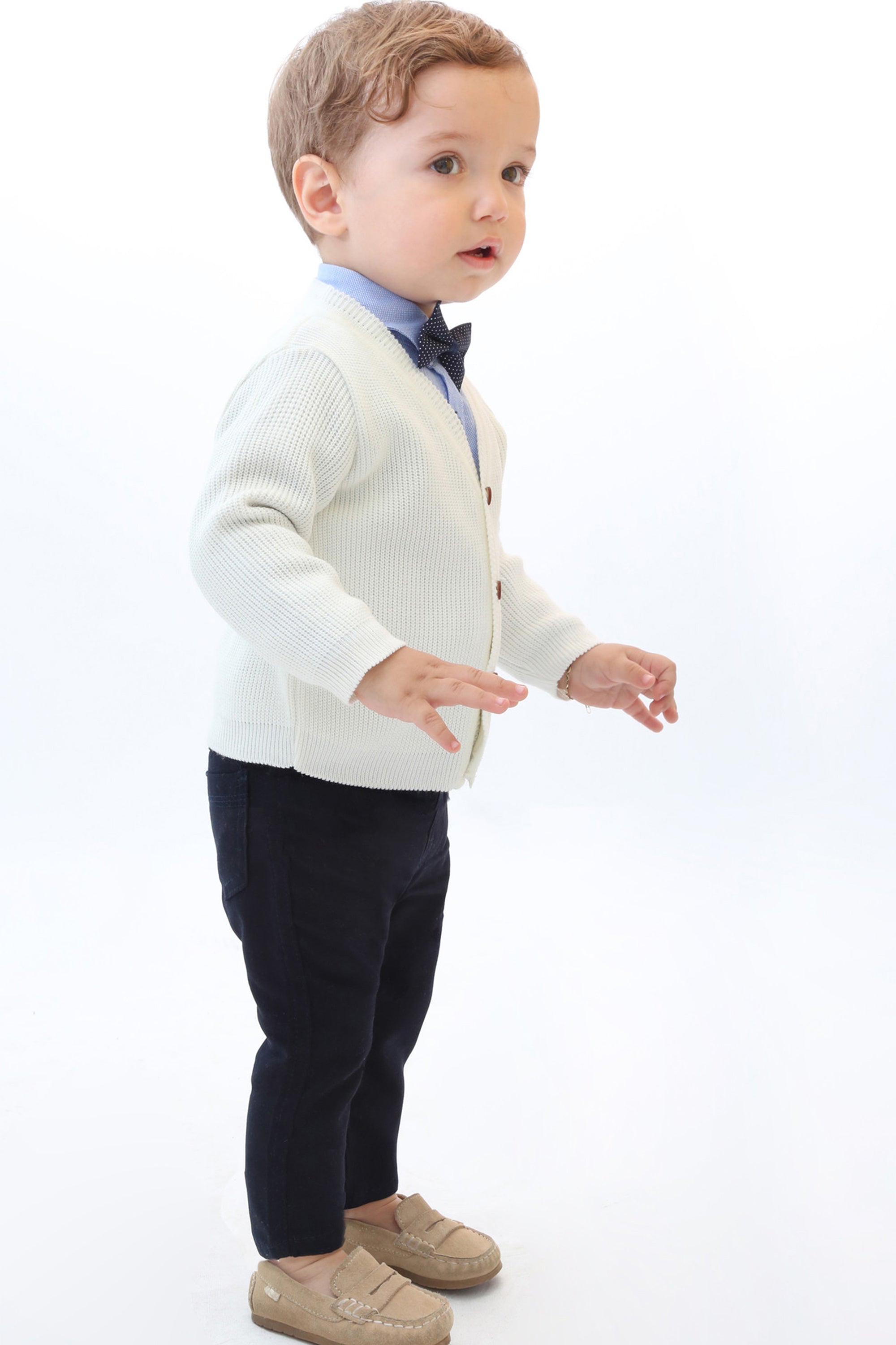 Classic Knit V-Neck Cardigan Sweater for Baby & Toddler Boys with Long Sleeves OZAK TRIKO (MUSTAFA CENGIZ OZBOZ )