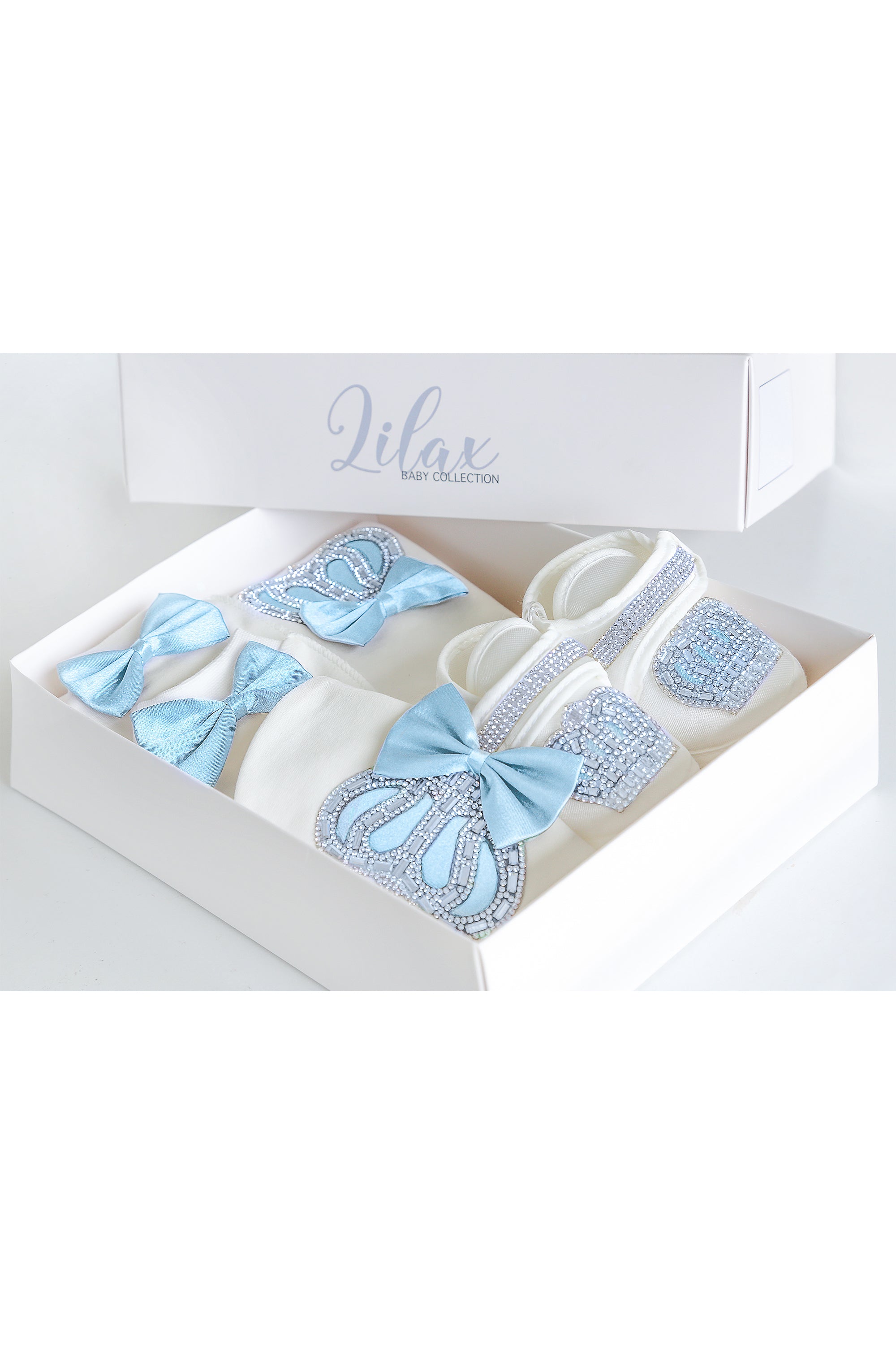 Gift Set for Newborn Baby Boy with Crown Jewels Layette 4 Piece LILAX