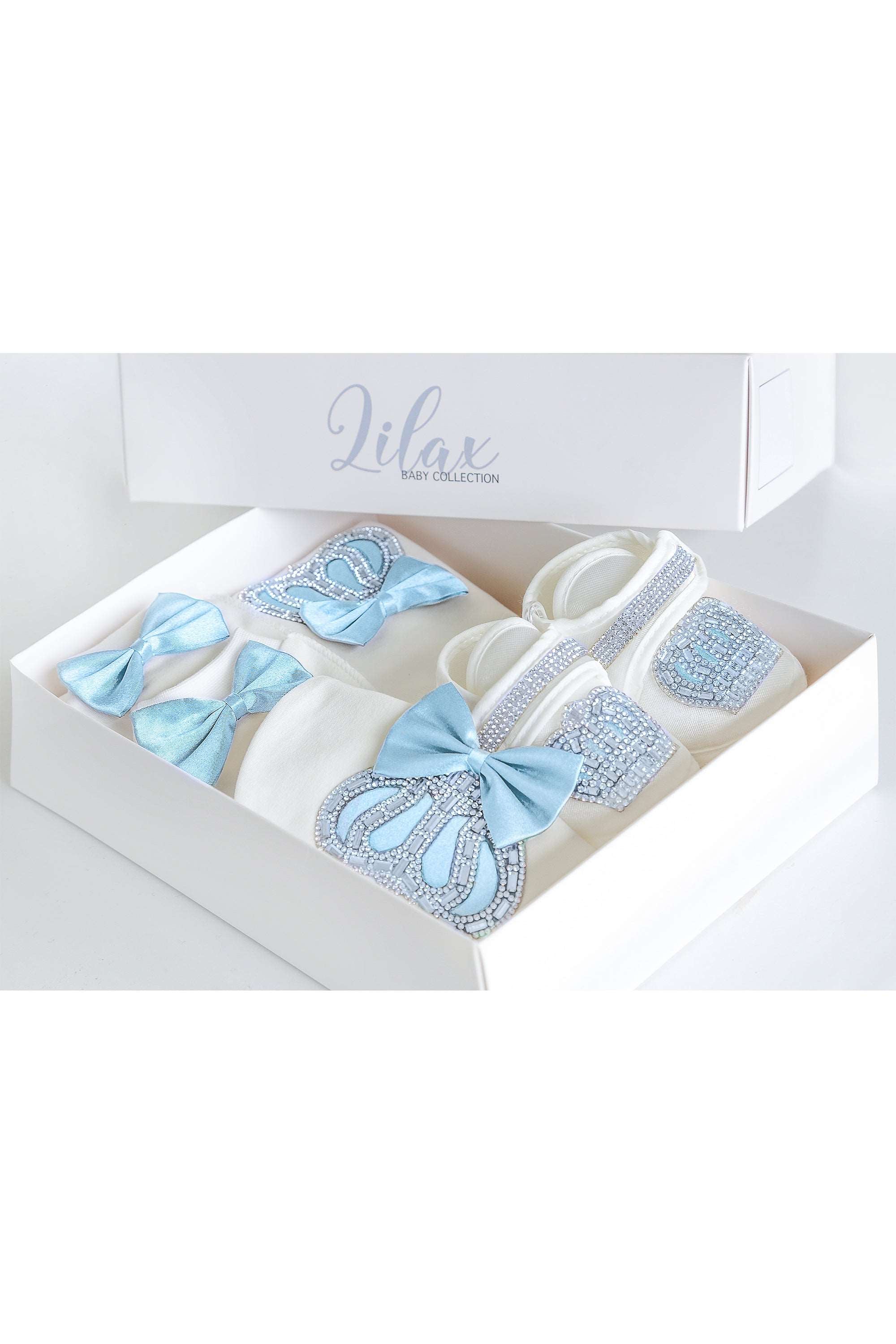 Baby Boy 4 Piece Layette Gift Set with Crown Jewels 0-3 Months lilax