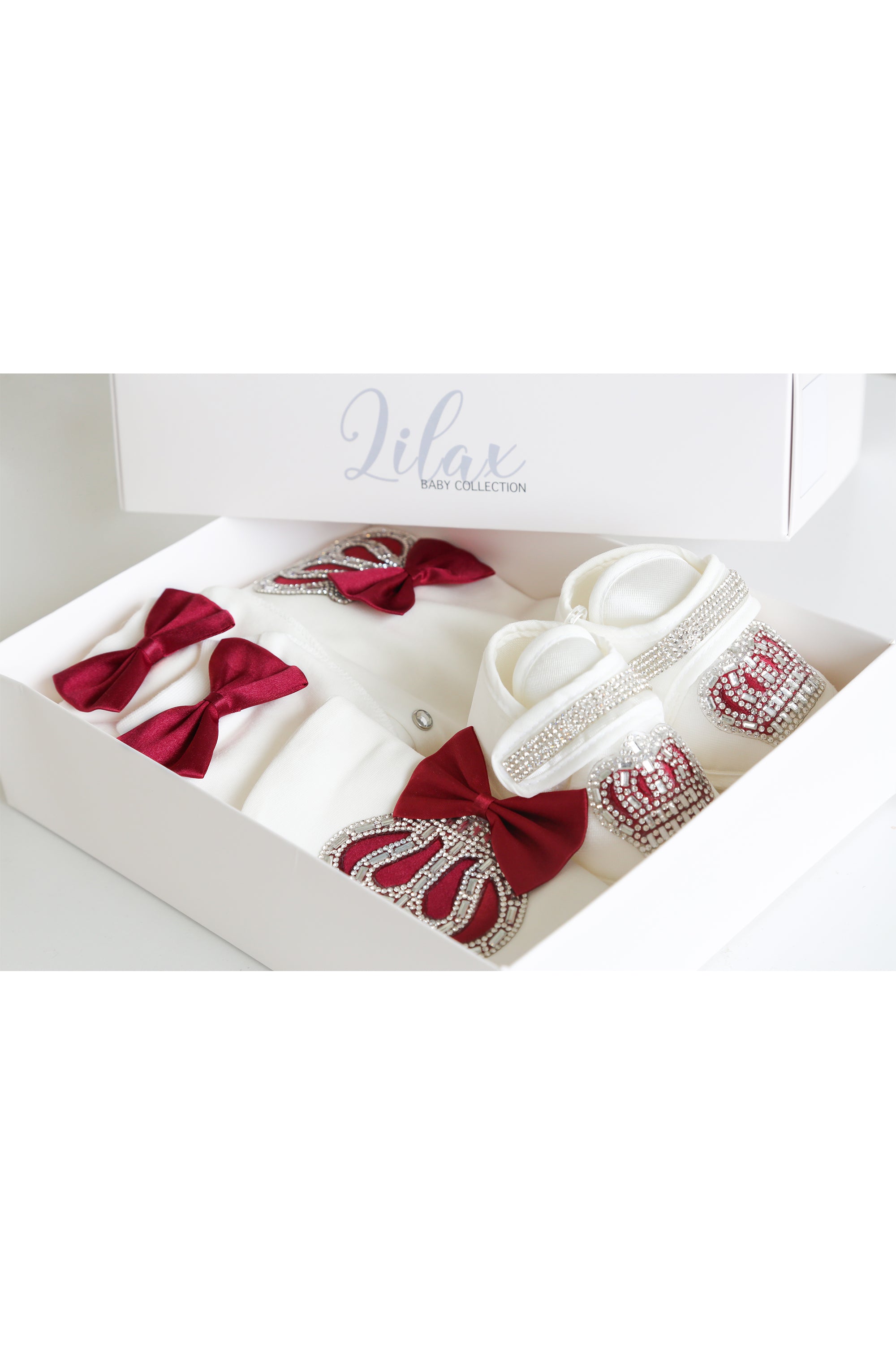 Gift Set for Newborn Baby Boy with Crown Jewels Layette 4 Piece LILAX