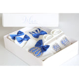 Gift Set for Newborn Baby Boy with Crown Jewels Layette 4 Piece LILAX