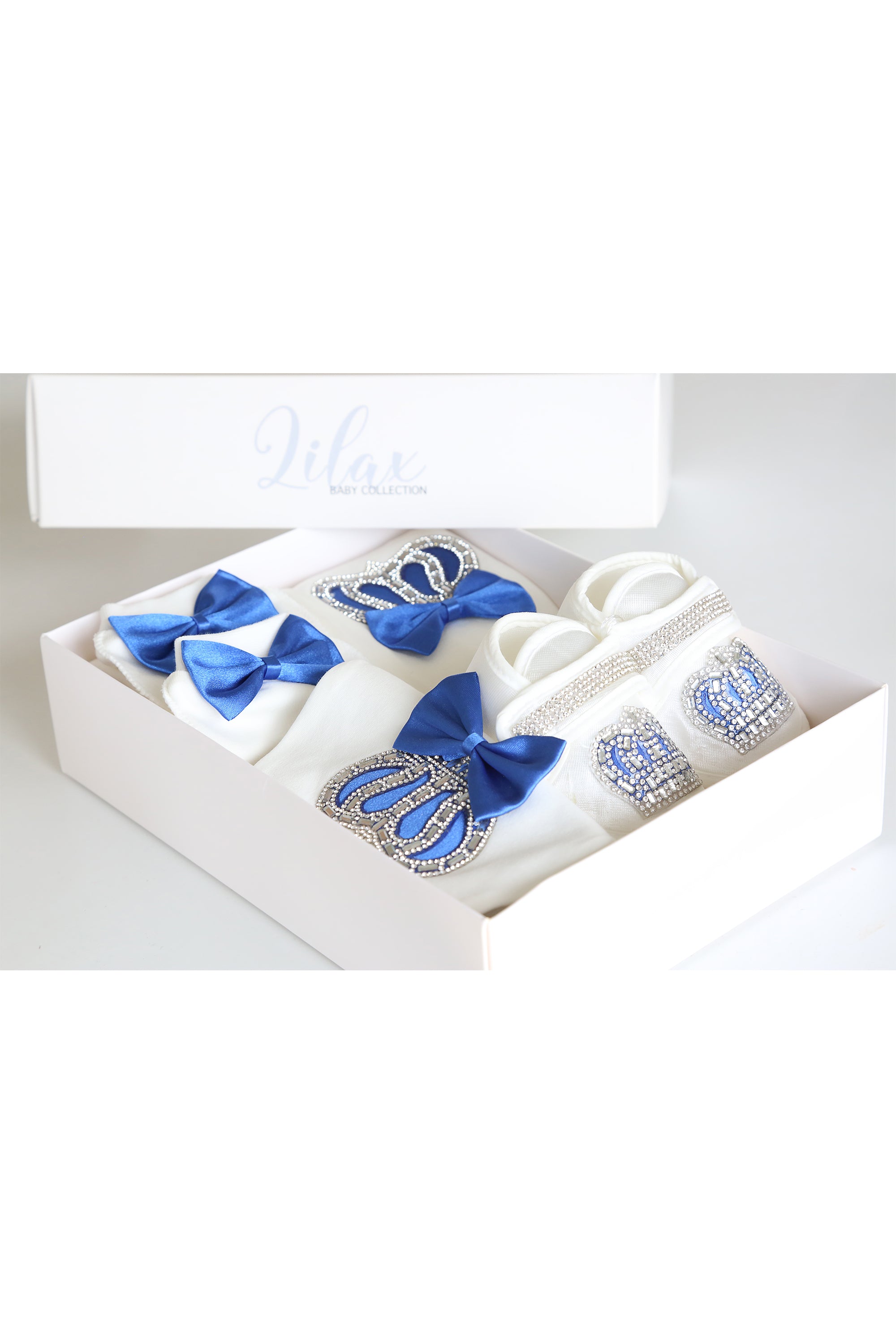 Gift Set for Newborn Baby Boy with Crown Jewels Layette 4 Piece LILAX