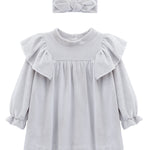 Baby velvet dress with ruffle shouders; perfect for baby girl clothes and Christmas gift ideas  