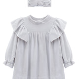 Baby velvet dress with ruffle shouders; perfect for baby girl clothes and Christmas gift ideas  