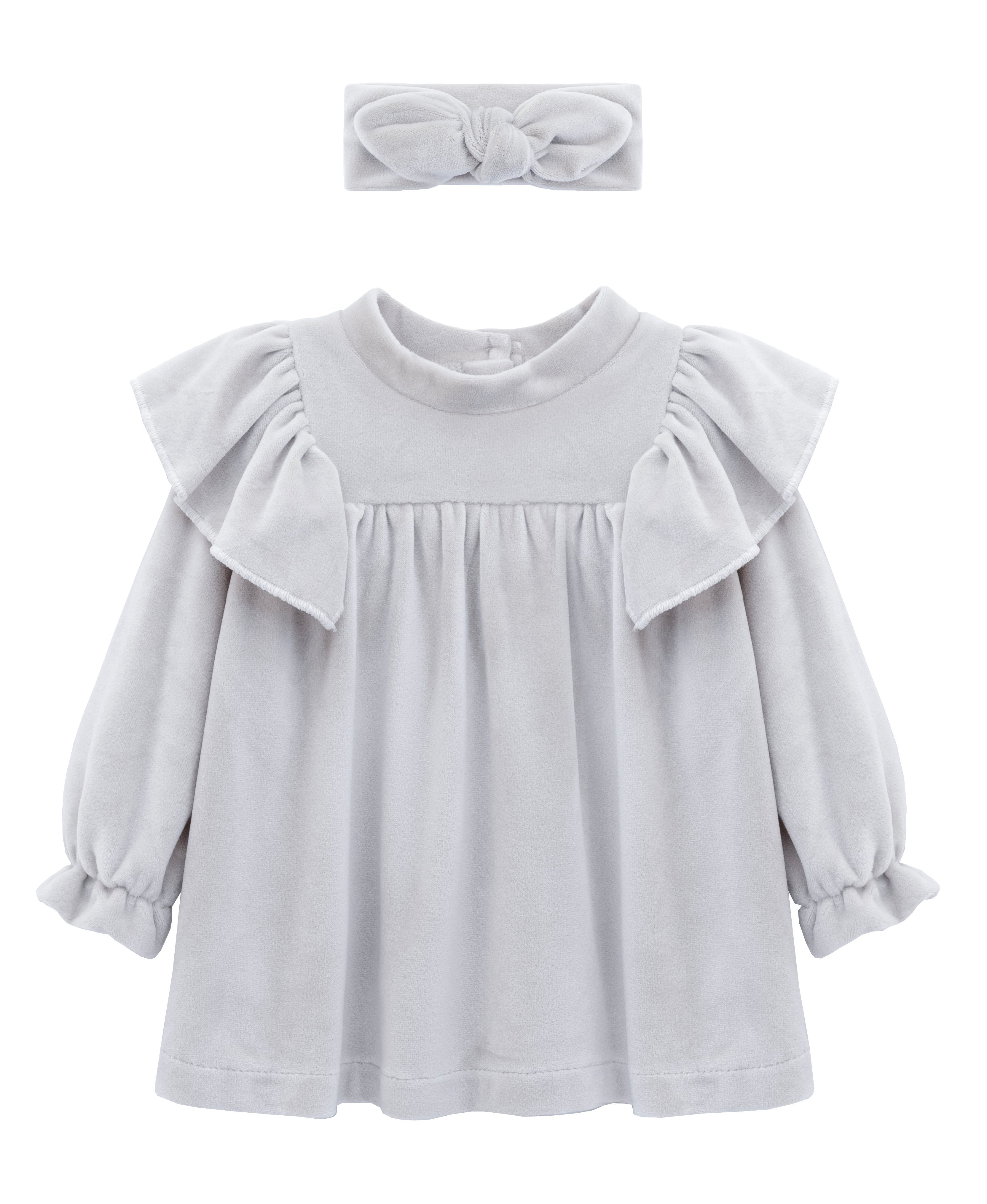 Baby velvet dress with ruffle shouders; perfect for baby girl clothes and Christmas gift ideas  