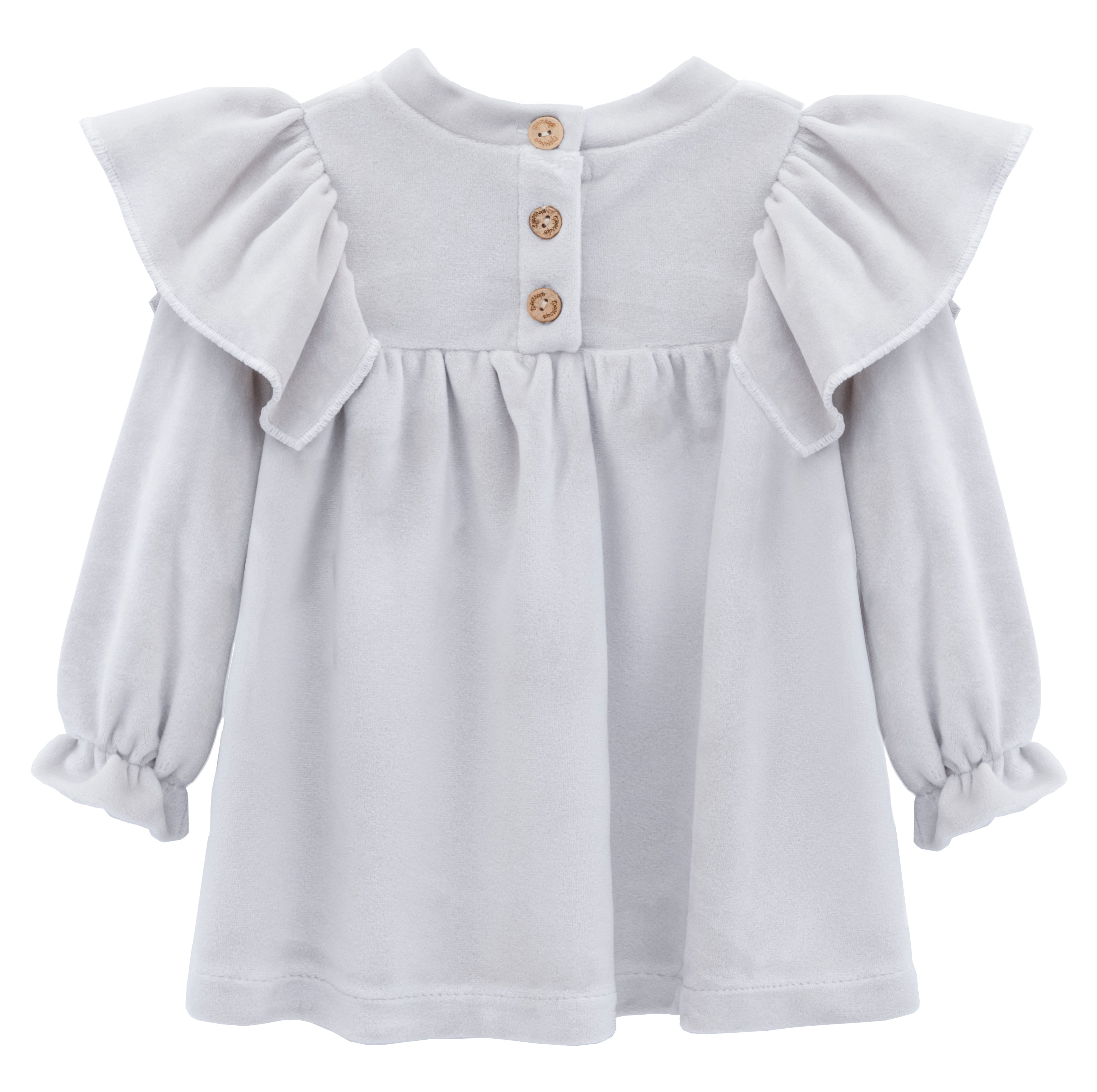 Baby velvet dress with ruffle shouders; perfect for baby girl clothes and Christmas gift ideas  