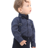 Boys Patterned Shirt & Suspender Pants Set