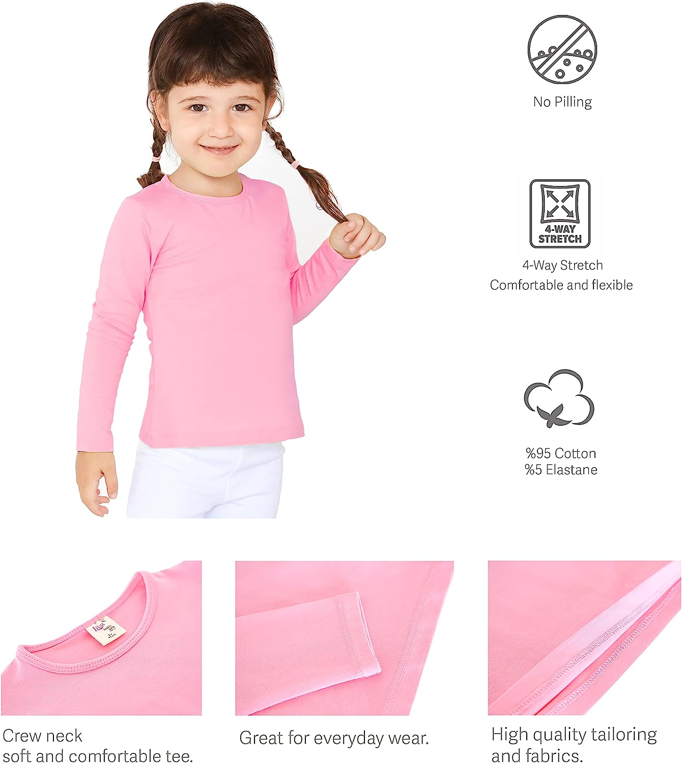 Girls cotton solid basic crewneck t-shirt and leggings set; perfect for baby girl clothes & christmas gift ideas