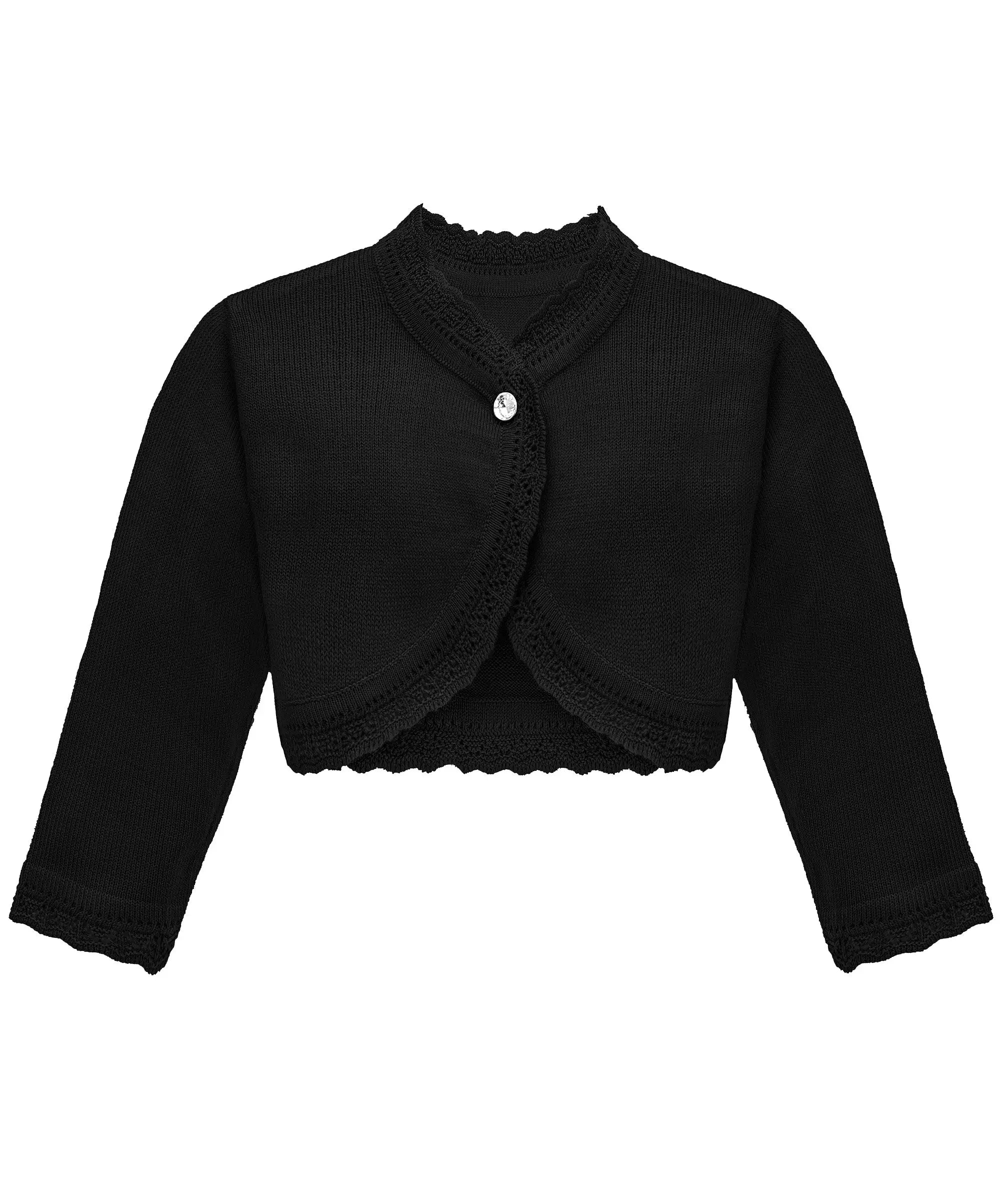 Baby girls knit long sleeve curved edged bolero shrug cardigan; perfect for christmas gift ideas 