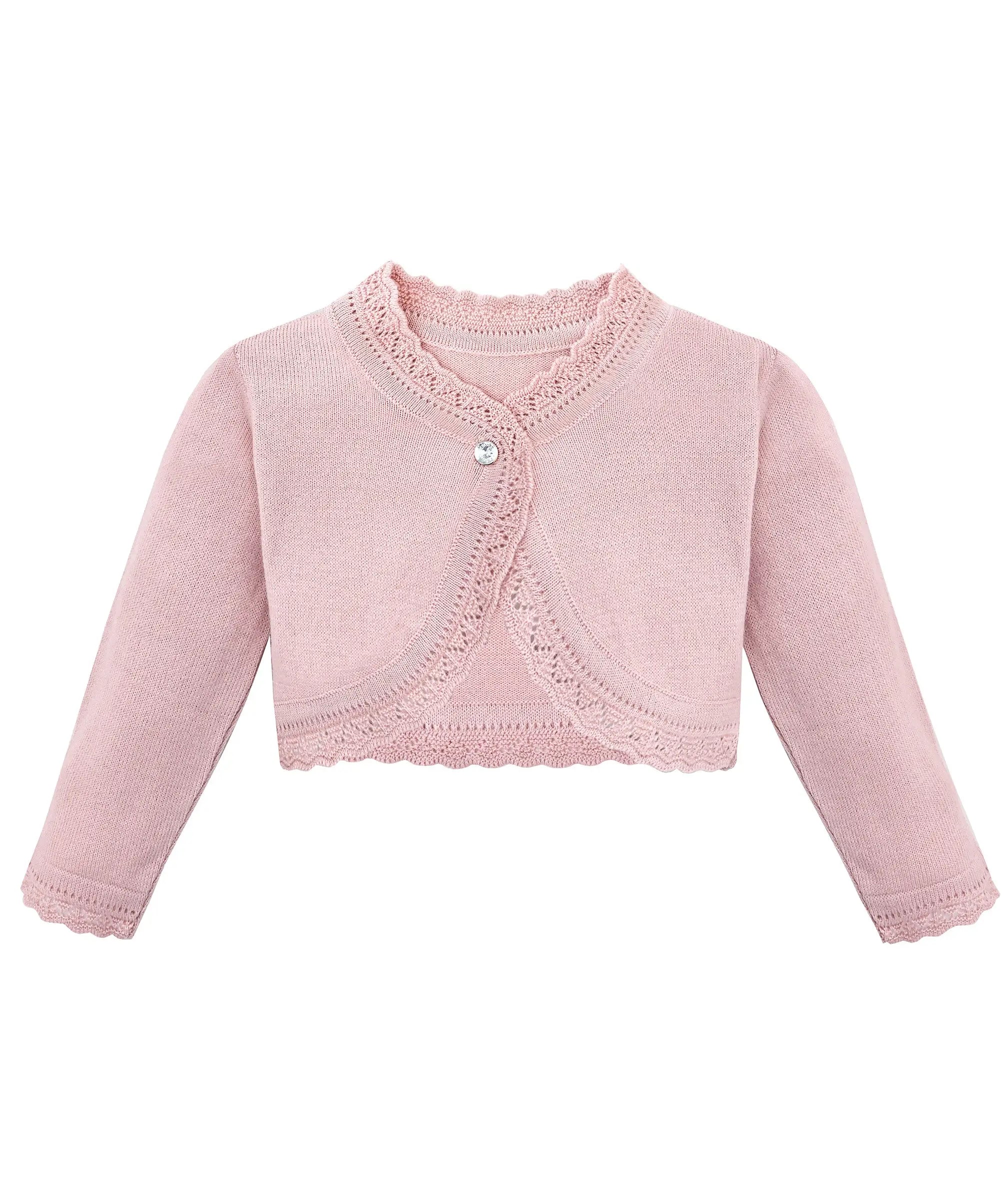 Baby girls knit long sleeve curved edged bolero shrug cardigan; perfect for christmas gift ideas 