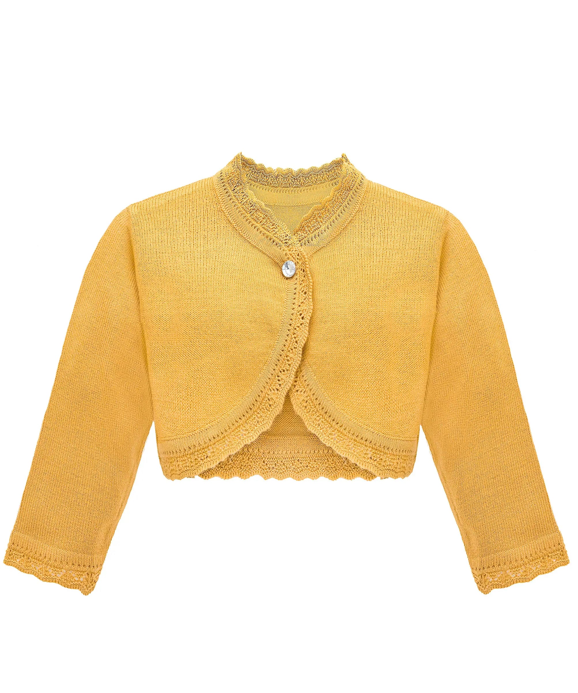 Baby girls knit long sleeve curved edged bolero shrug cardigan; perfect for christmas gift ideas 