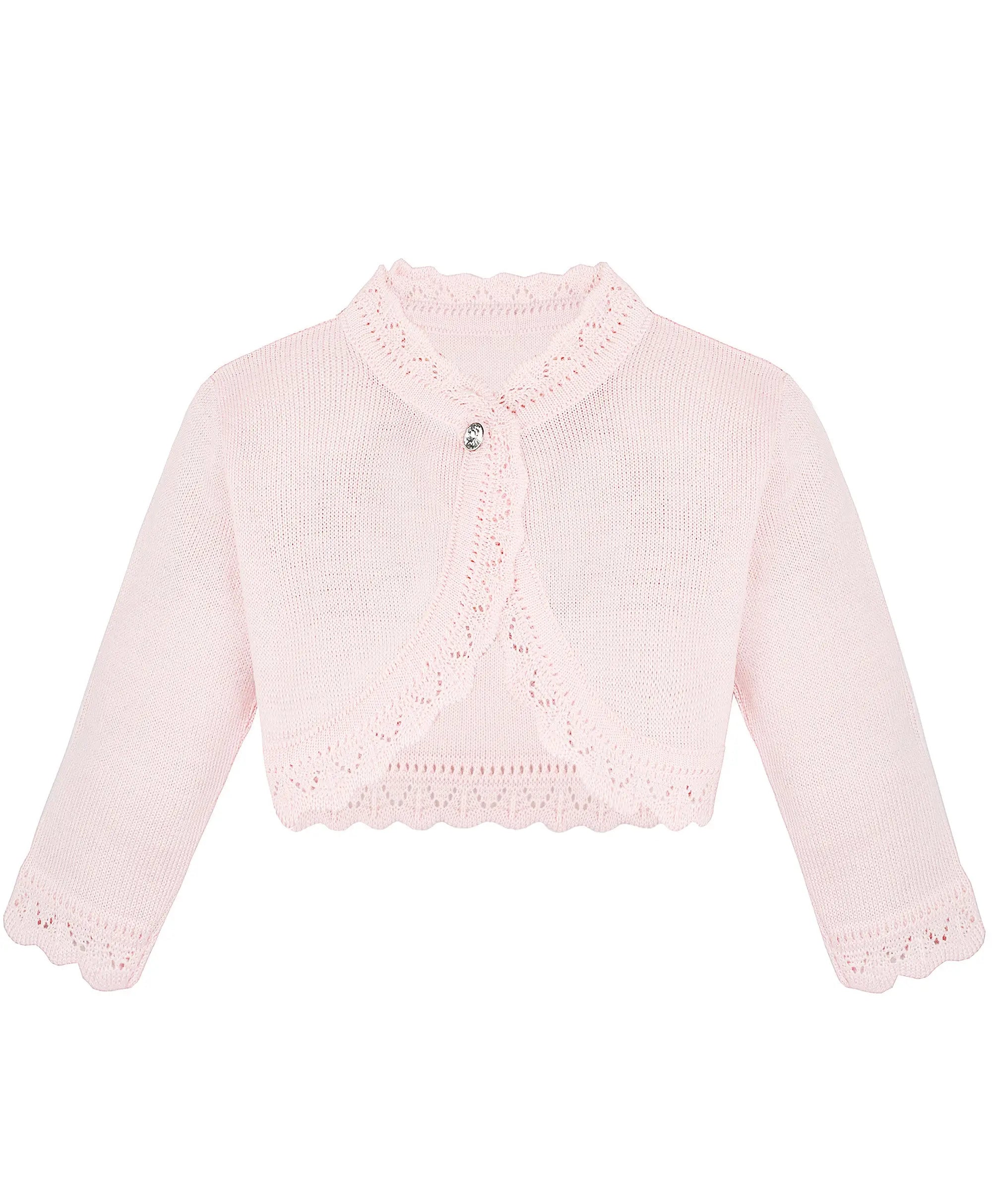 Baby girls knit long sleeve curved edged bolero shrug cardigan; perfect for christmas gift ideas 