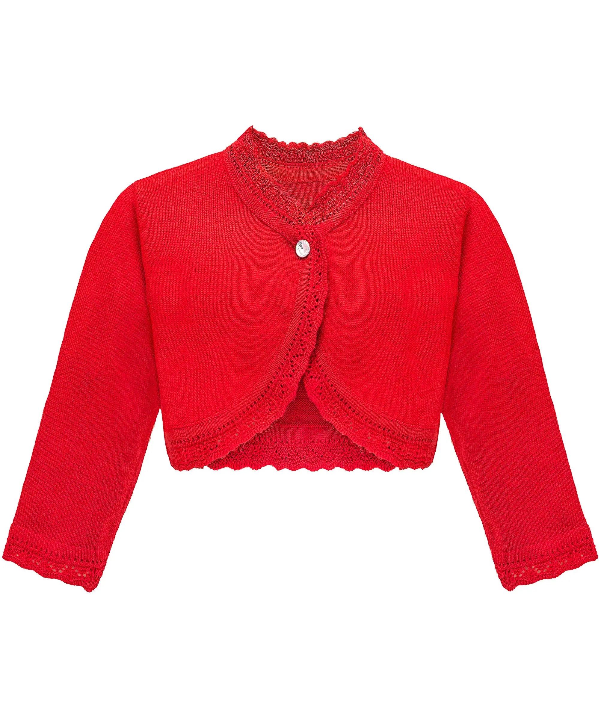 Baby girls knit long sleeve curved edged bolero shrug cardigan; perfect for christmas gift ideas 