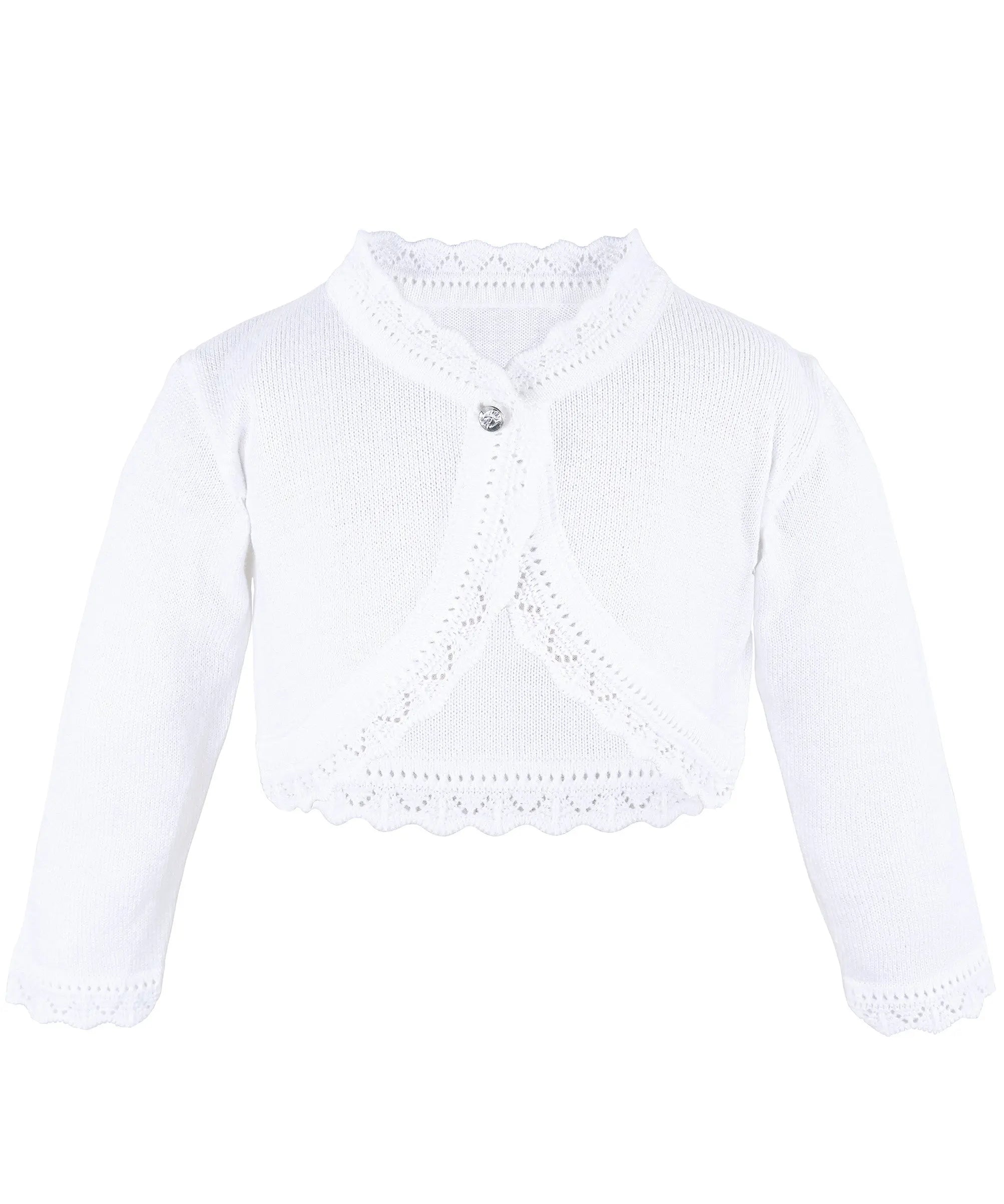 Baby girls knit long sleeve curved edged bolero shrug cardigan; perfect for christmas gift ideas 