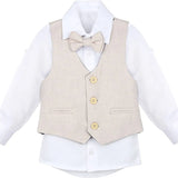 Boys Formal Suit 4 Piece Vest Pants and Tie Dresswear Set / 6 to 12 Years LILAX