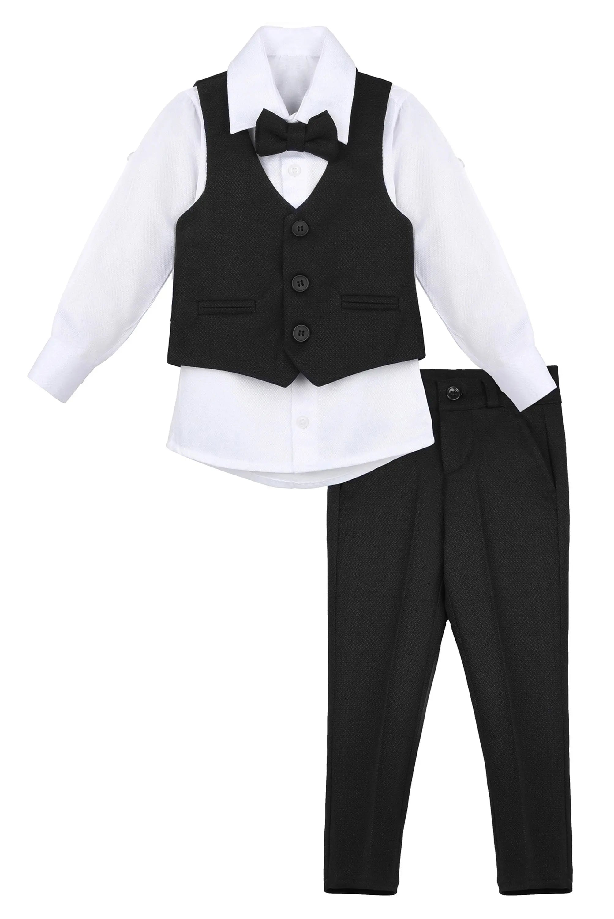 Boys Formal Suit 4 Piece Vest Pants and Tie Dresswear Set / 6 to 12 Years LILAX