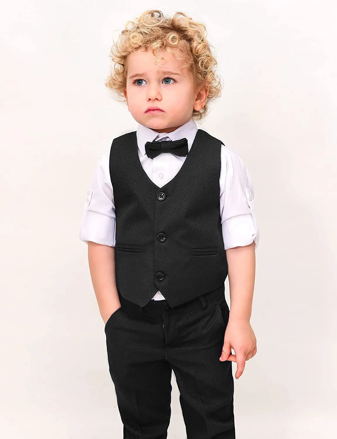 Boys Formal Suit 4 Piece Vest Pants and Tie Dresswear Set / 6 to 12 Years LILAX