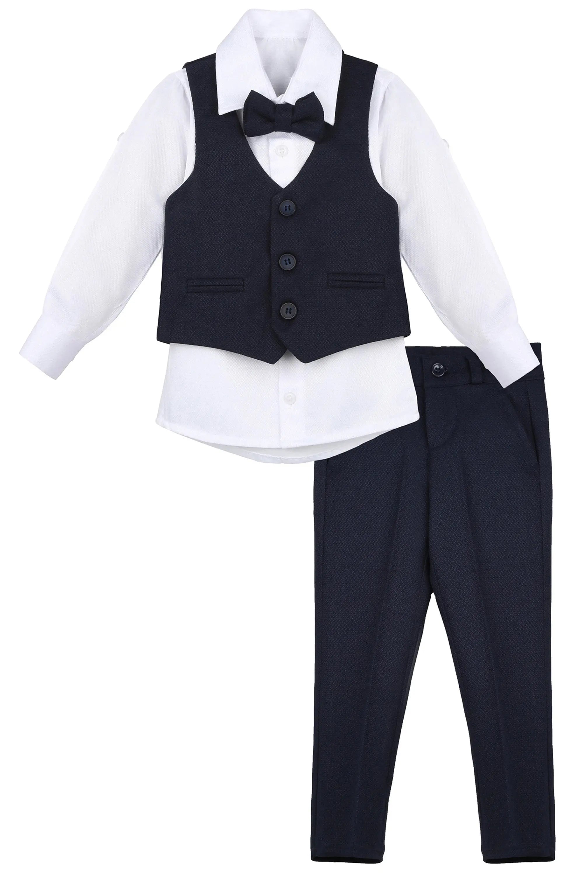 Boys Formal Suit 4 Piece Vest Pants and Tie Dresswear Set / 6 to 12 Years LILAX