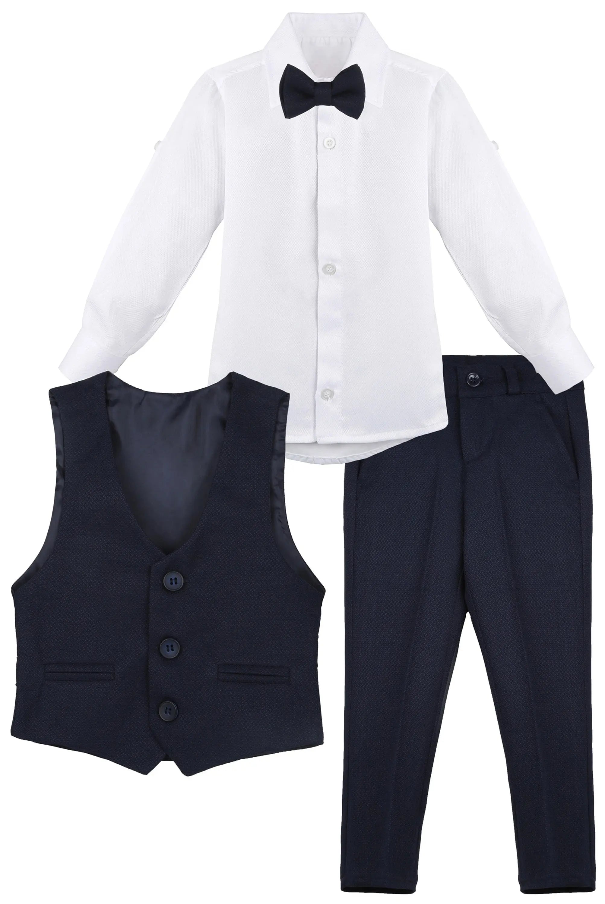 Boys Formal Suit 4 Piece Vest Pants and Tie Dresswear Set / 6 to 12 Years LILAX