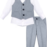 Boys Formal Suit 4 Piece Vest Pants and Tie Dresswear Set / 6 to 12 Years LILAX