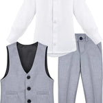 Boys Formal Suit 4 Piece Vest Pants and Tie Dresswear Set / 6 to 12 Years LILAX