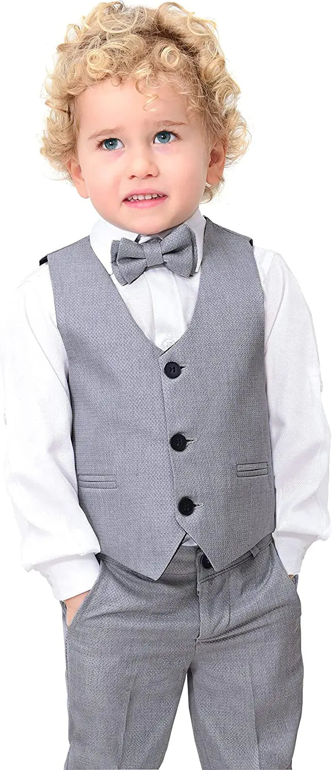 Boys Formal Suit 4 Piece Vest Pants and Tie Dresswear Set / 6 to 12 Years LILAX