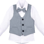 Boys Formal Suit 4 Piece Vest Pants and Tie Dresswear Set / 6 to 12 Years LILAX