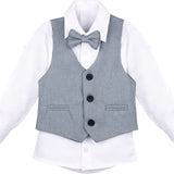 Boys Formal Suit 4 Piece Vest Pants and Tie Dresswear Set / 6 to 12 Years LILAX