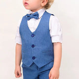 Boys Formal Suit 4 Piece Vest Pants and Tie Dresswear Set / 6 to 12 Years LILAX