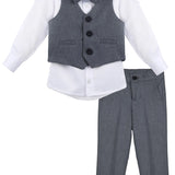 Boys Formal Suit 4 Piece Vest Pants and Tie Dresswear Set / 6 to 12 Years LILAX