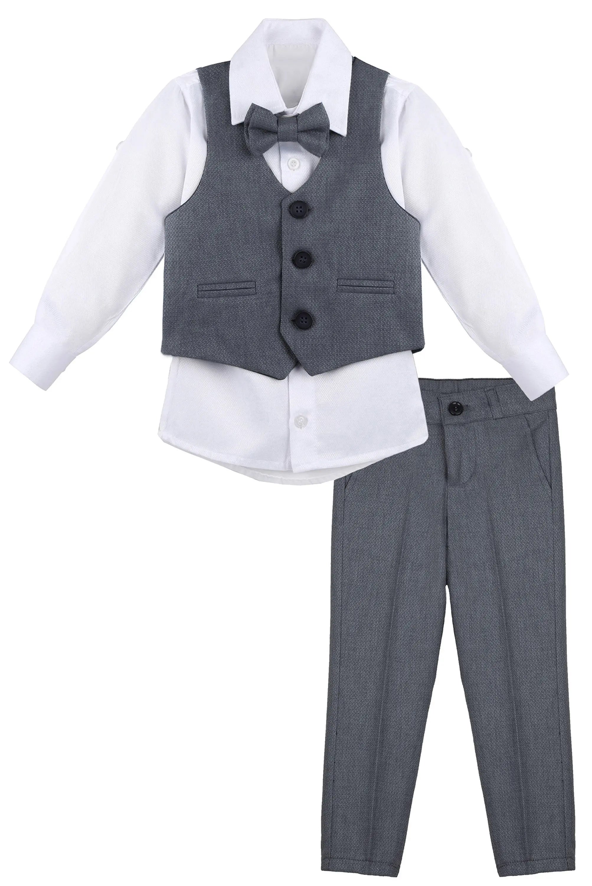 Boys Formal Suit 4 Piece Vest Pants and Tie Dresswear Set / 6 to 12 Years LILAX