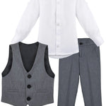 Boys Formal Suit 4 Piece Vest Pants and Tie Dresswear Set / 6 to 12 Years LILAX