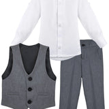 Boys Formal Suit 4 Piece Vest Pants and Tie Dresswear Set / 6 to 12 Years LILAX