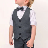 Boys Formal Suit 4 Piece Vest Pants and Tie Dresswear Set / 6 to 12 Years LILAX